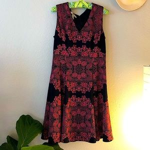 Wisp knee length navy and fuschia sleeveless dress
